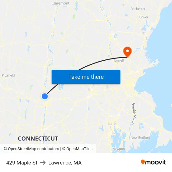 429 Maple St to Lawrence, MA map