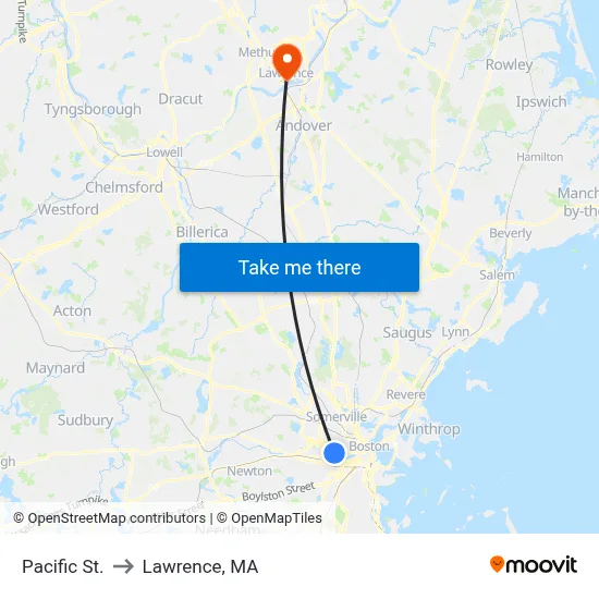 Pacific St. to Lawrence, MA map