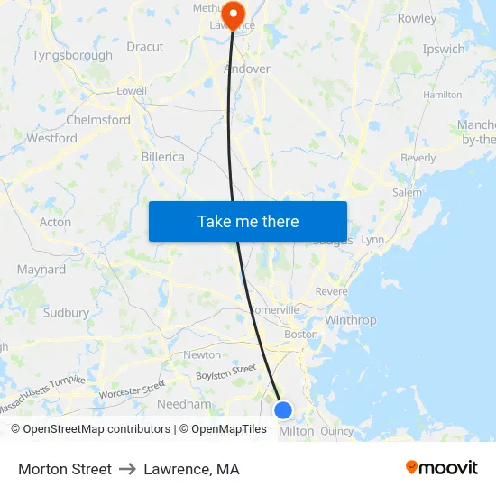 Morton Street to Lawrence, MA map