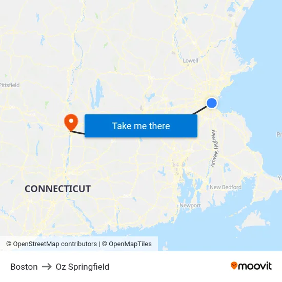 Boston to Oz Springfield map