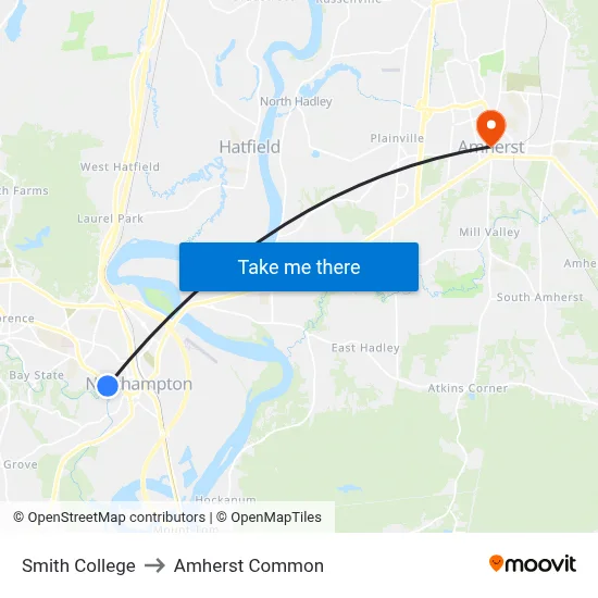 Smith College to Amherst Common map