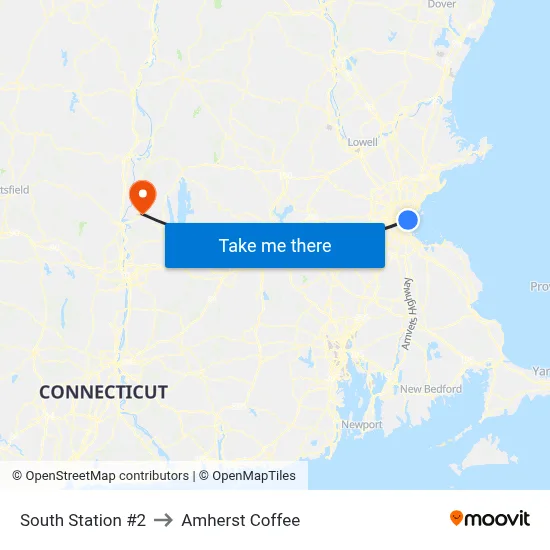 South Station #2 to Amherst Coffee map