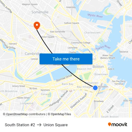 South Station #2 to Union Square map