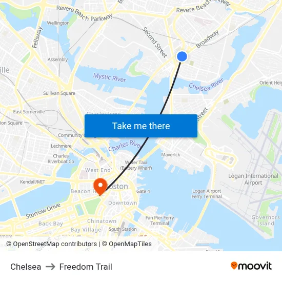 Chelsea to Freedom Trail map