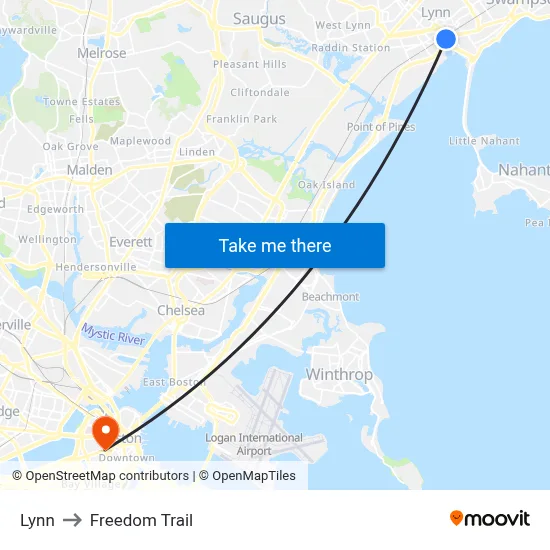 Lynn to Freedom Trail map