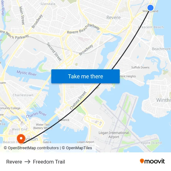 Revere to Freedom Trail map