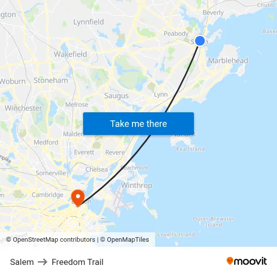Salem to Freedom Trail map