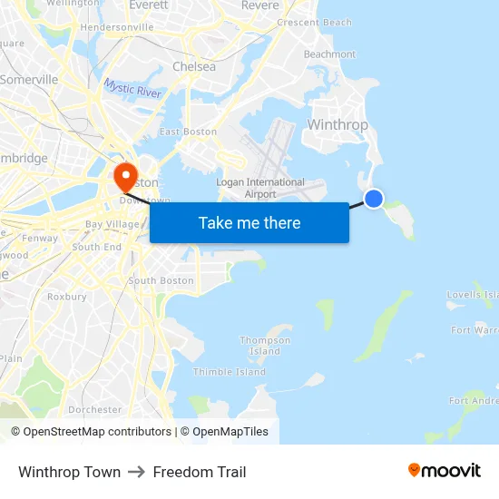 Winthrop Town to Freedom Trail map