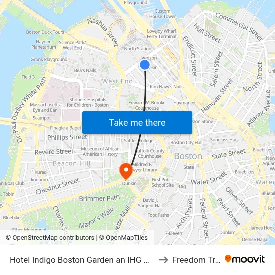 Hotel Indigo Boston Garden an IHG Hotel to Freedom Trail map