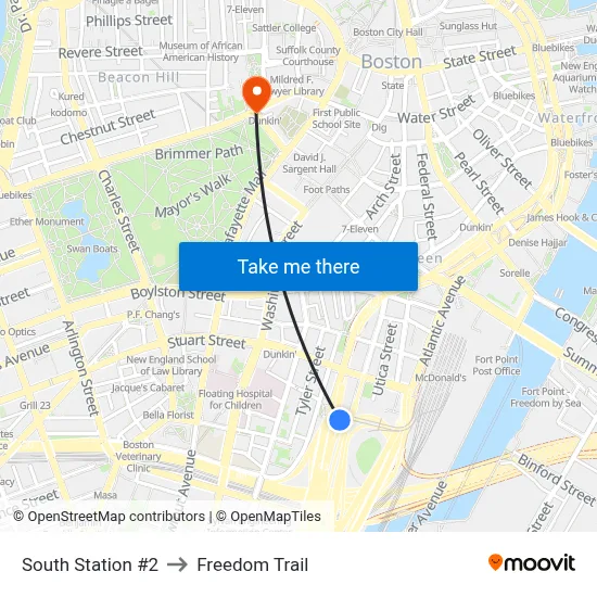 South Station #2 to Freedom Trail map