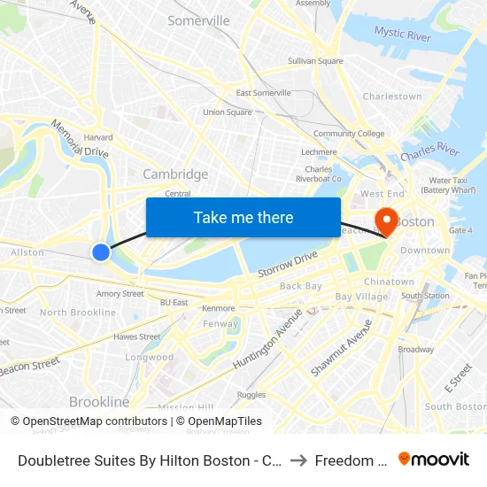 Doubletree Suites By Hilton Boston - Cambridge to Freedom Trail map