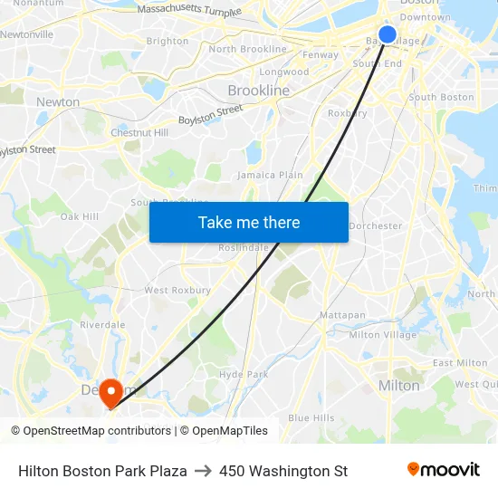 Hilton Boston Park Plaza to 450 Washington St map