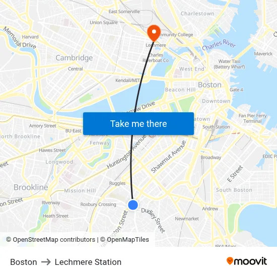 Boston to Lechmere Station map