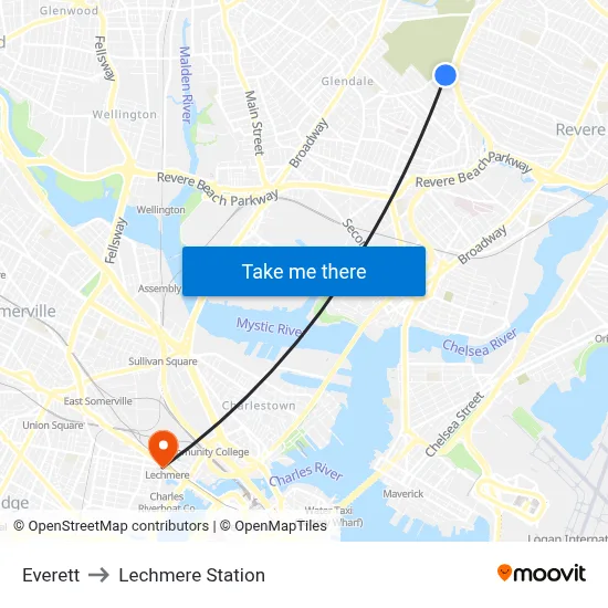 Everett to Lechmere Station map