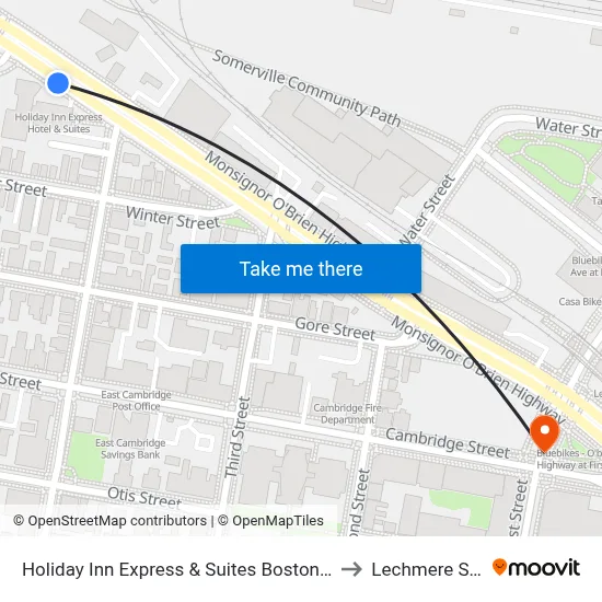 Holiday Inn Express & Suites Boston - Cambridge to Lechmere Station map