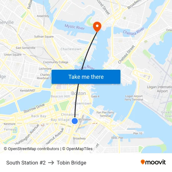 South Station #2 to Tobin Bridge map