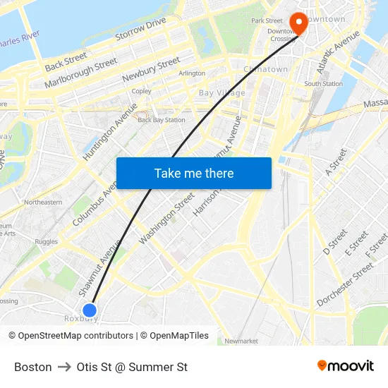 Boston to Otis St @ Summer St map