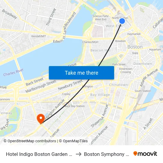 Hotel Indigo Boston Garden an IHG Hotel to Boston Symphony Orchestra map
