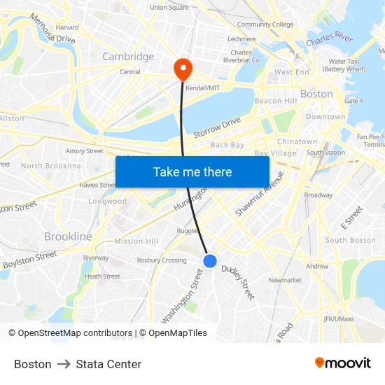 Boston to Stata Center map