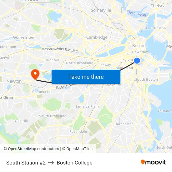 South Station #2 to Boston College map