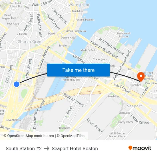 South Station #2 to Seaport Hotel Boston map