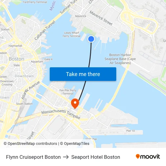 Flynn Cruiseport Boston to Seaport Hotel Boston map