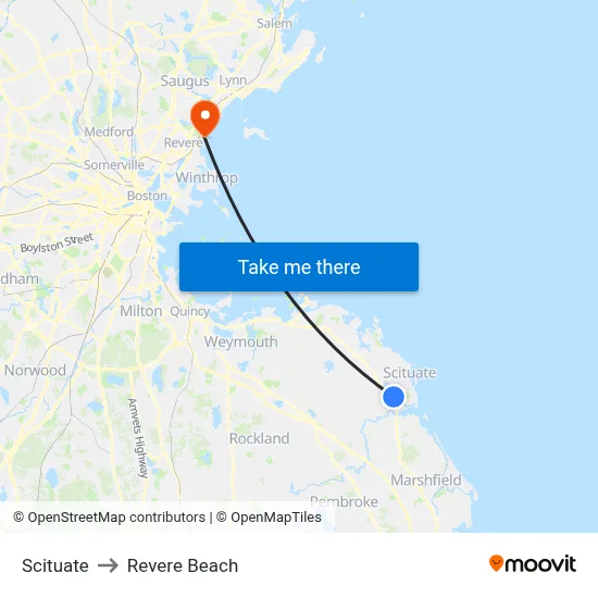 Scituate to Revere Beach map