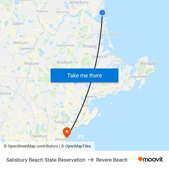Salisbury Beach State Reservation to Revere Beach map