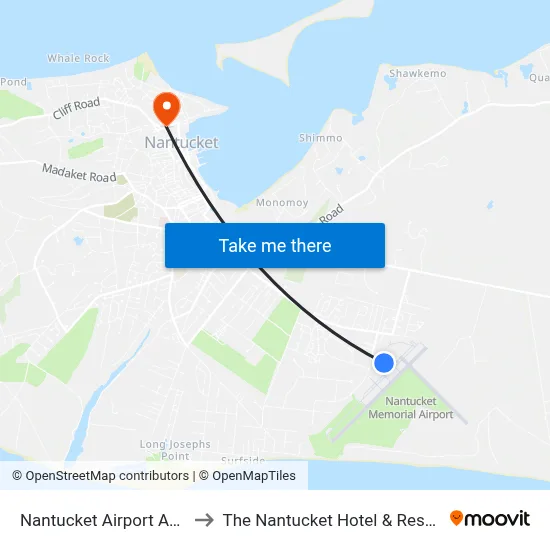 Nantucket Airport ACK to The Nantucket Hotel & Resort map