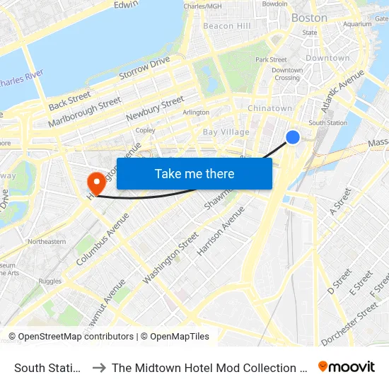 South Station #2 to The Midtown Hotel Mod Collection by Sonesta map
