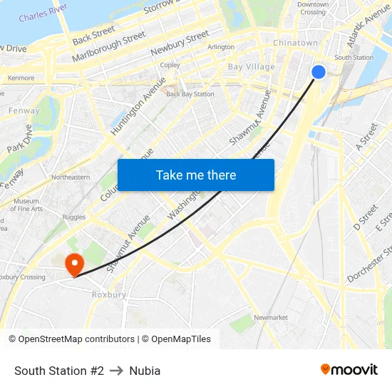 South Station #2 to Nubia map