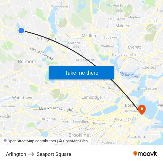 Arlington to Seaport Square map