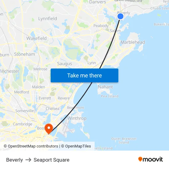 Beverly to Seaport Square map