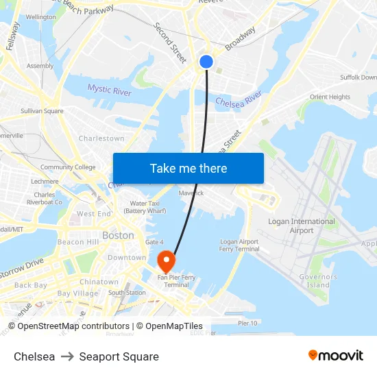 Chelsea to Seaport Square map