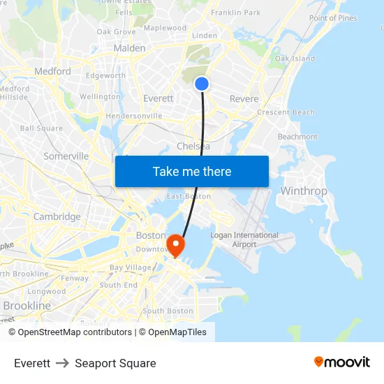 Everett to Seaport Square map