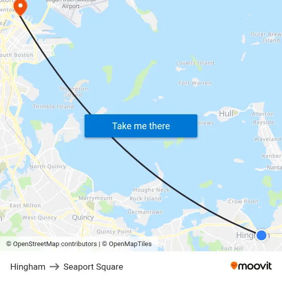 Hingham to Seaport Square map