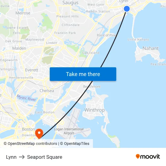 Lynn to Seaport Square map