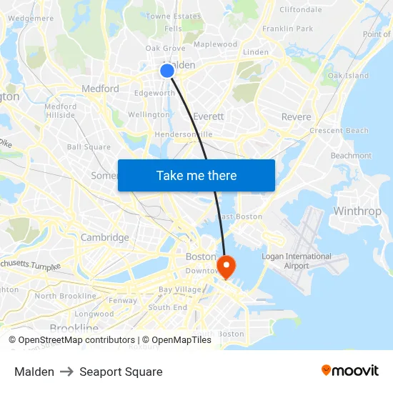 Malden to Seaport Square map