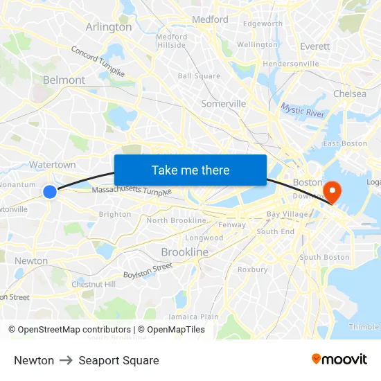 Newton to Seaport Square map