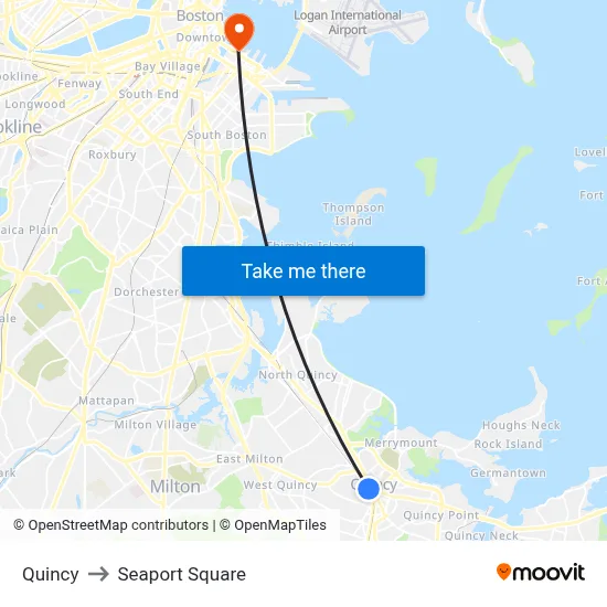 Quincy to Seaport Square map