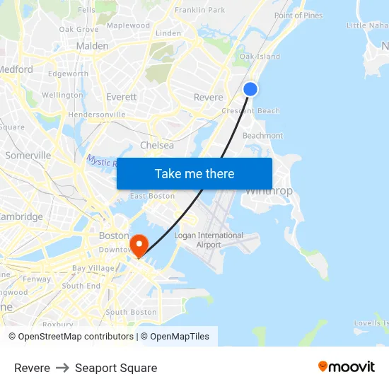 Revere to Seaport Square map