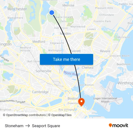 Stoneham to Seaport Square map