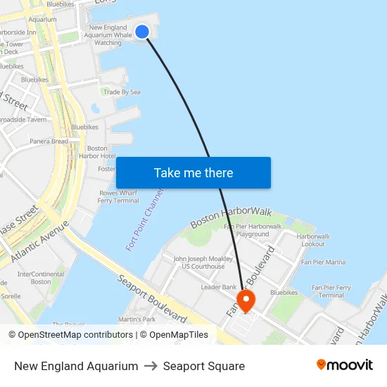 New England Aquarium to Seaport Square map