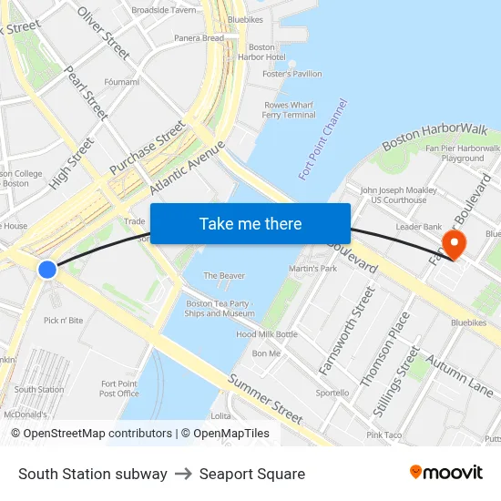 South Station subway to Seaport Square map