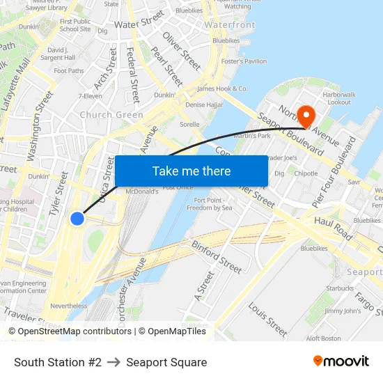 South Station #2 to Seaport Square map