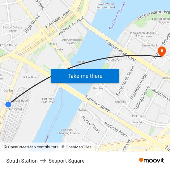 South Station to Seaport Square map