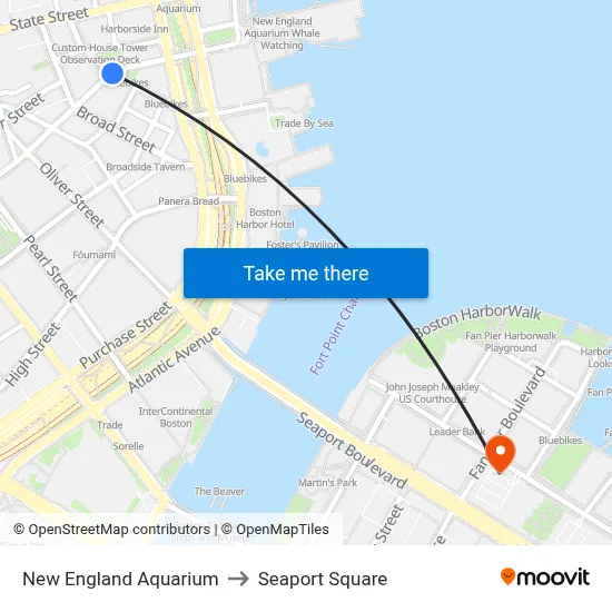 New England Aquarium to Seaport Square map