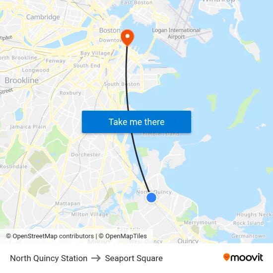 North Quincy Station to Seaport Square map