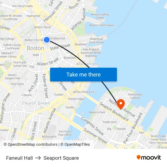 Faneuil Hall to Seaport Square map