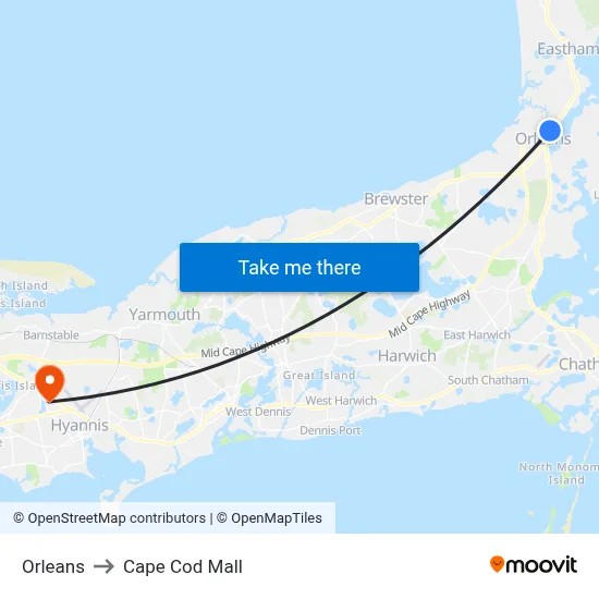 Orleans to Cape Cod Mall map